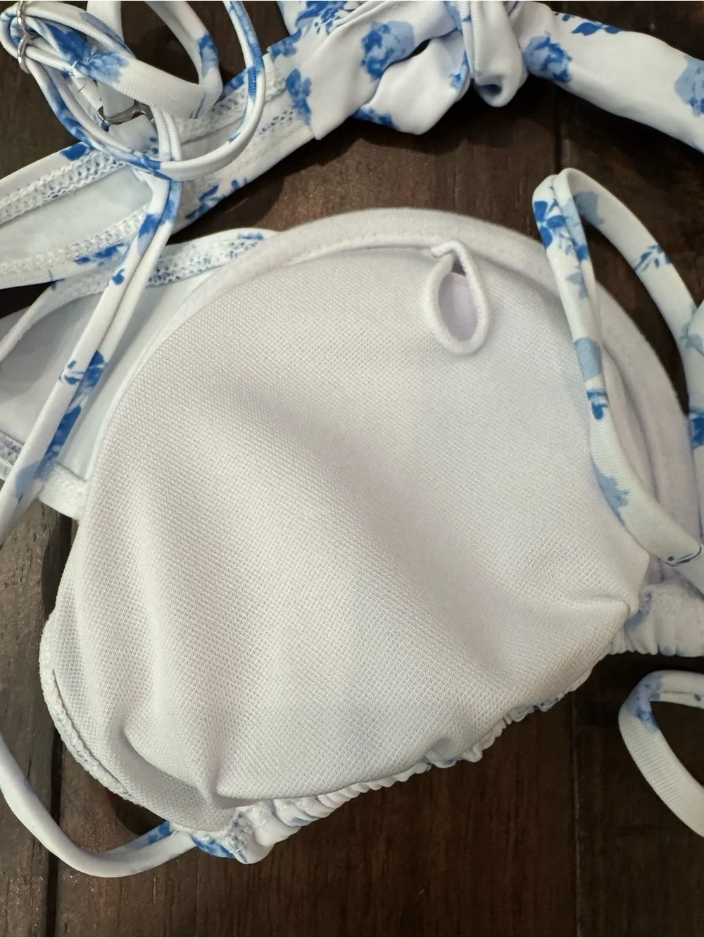 Blue Floral Tie-Back Bikini Top